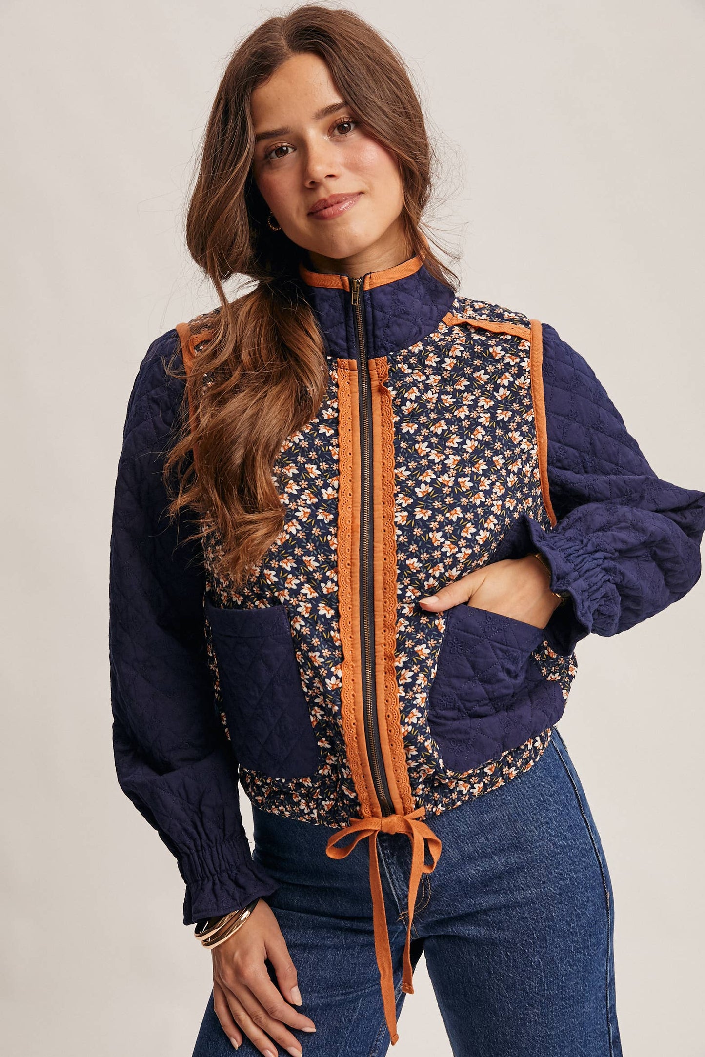 Quilted Floral Zip Jacket