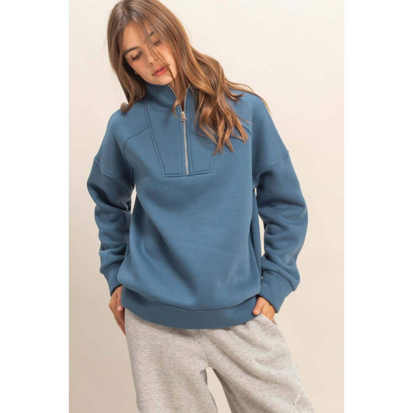 Garment Wash Quarter Zip Pullover