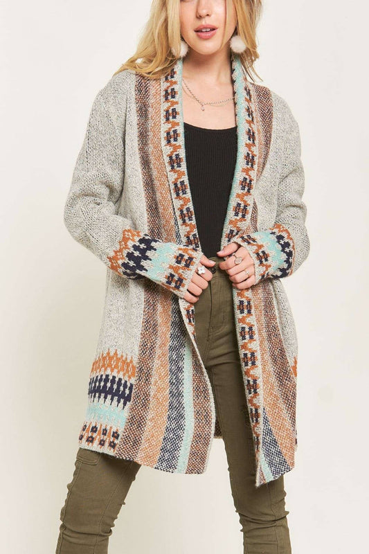 Tribal Border Sweater Cardigan