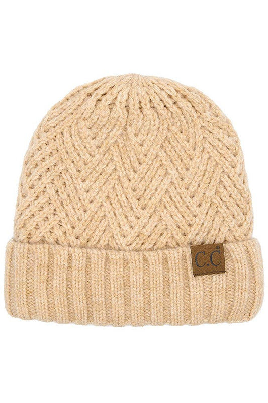 C.C Criss-Cross Pattern Cuff Beanie Hat