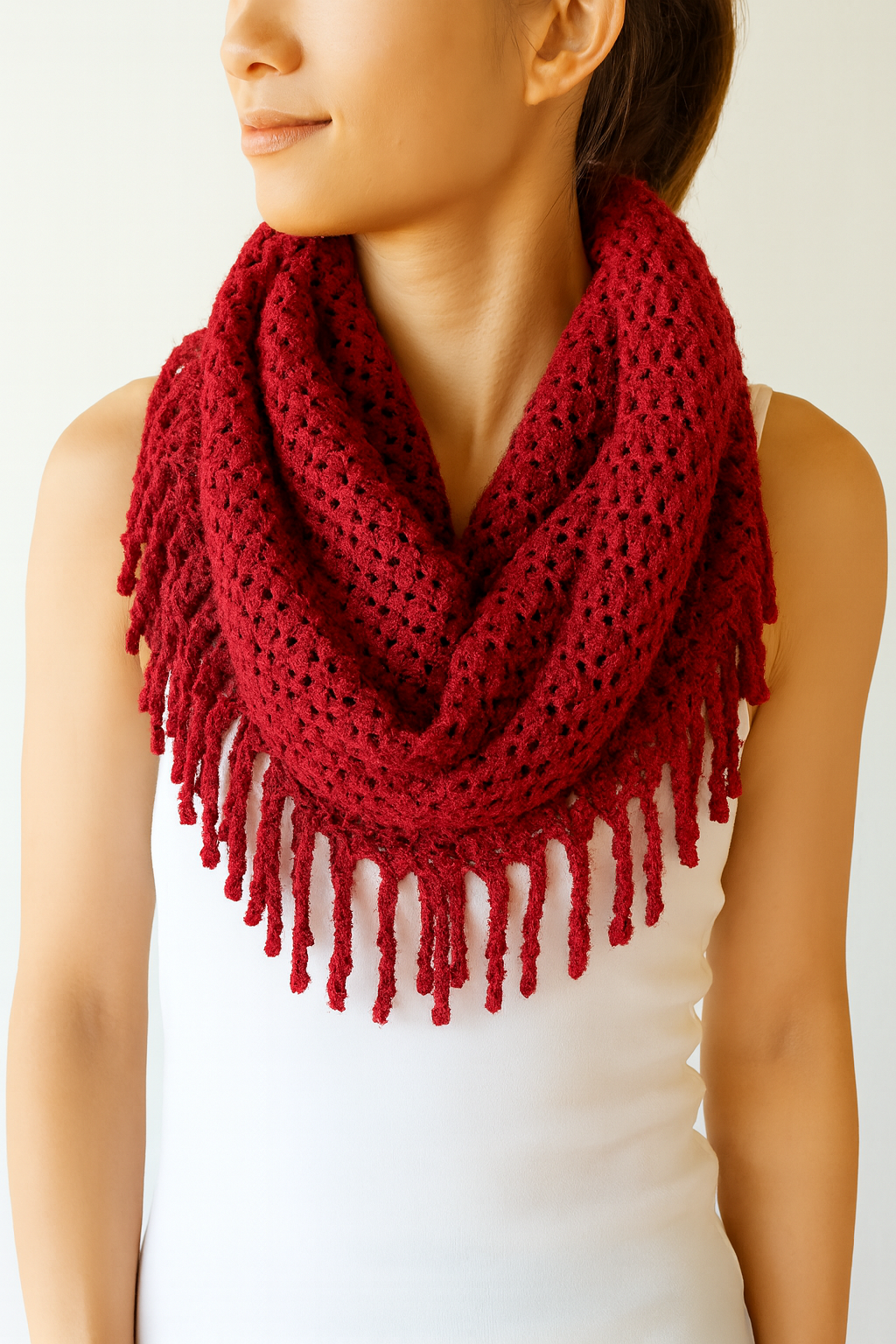 Tube-Style Scarf with Fringe