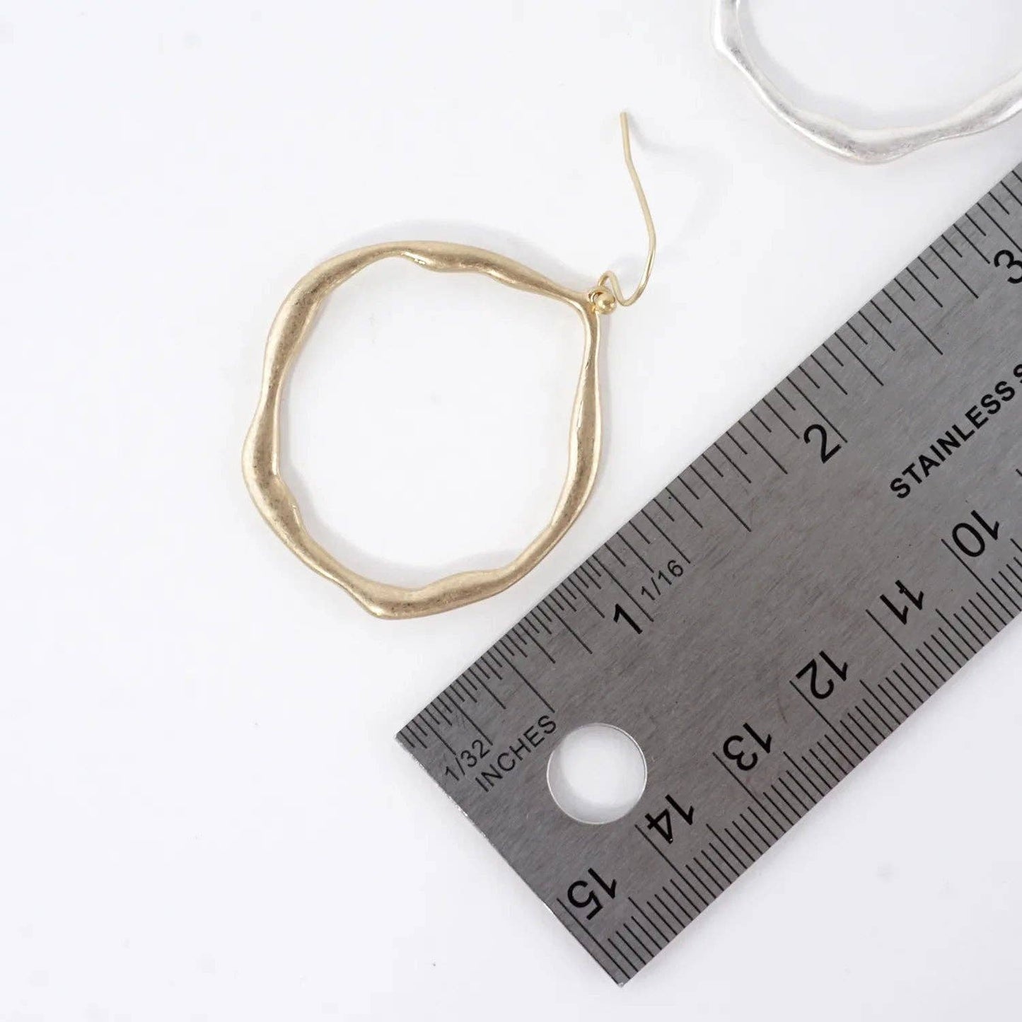 Metal Organic Open Circle Dangle Earrings