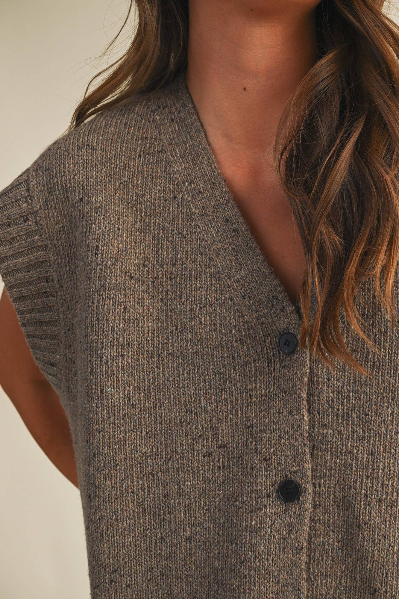 BUTTON FRONT OVERSIZED SWEATER VEST