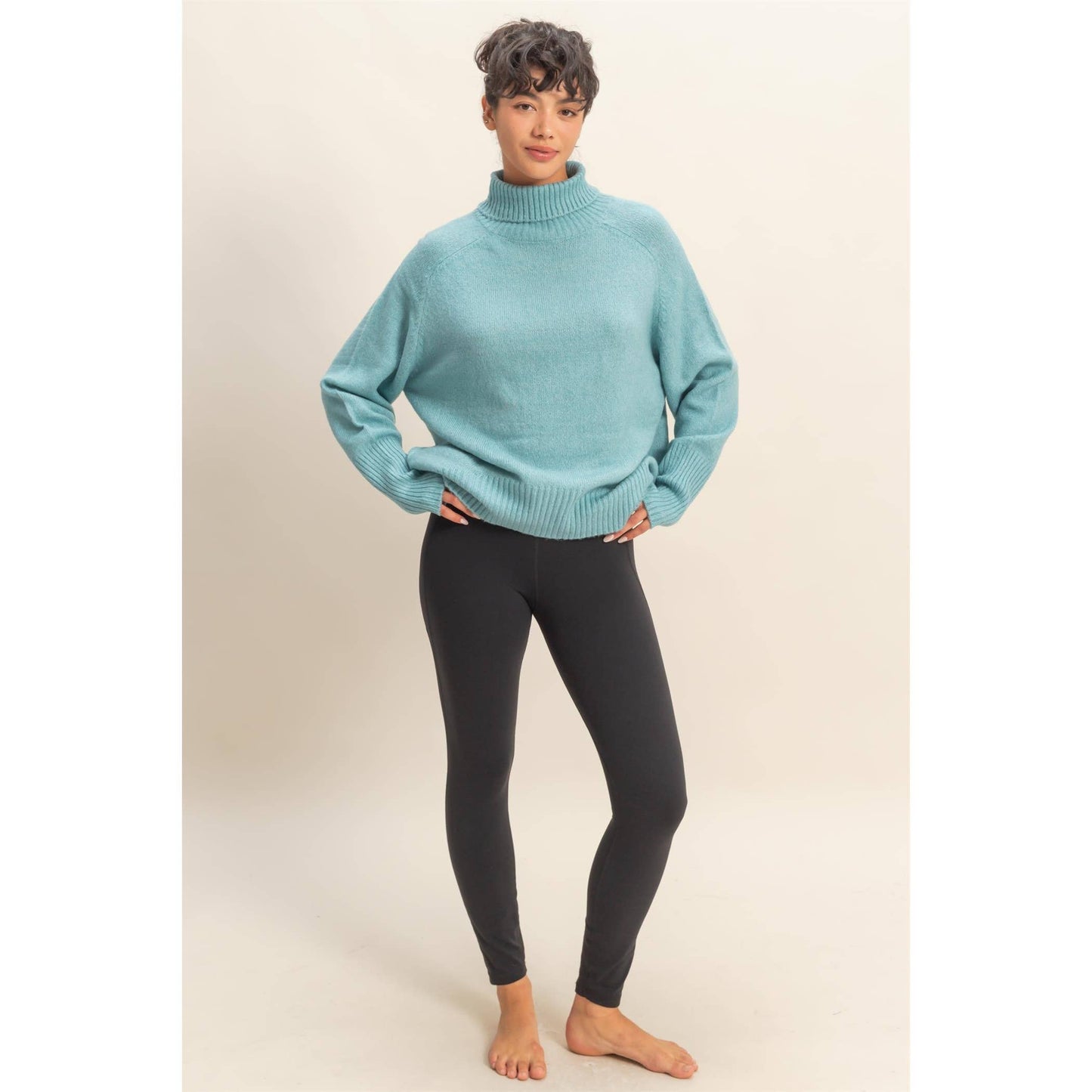 Oversized High Low Turtleneck Sweater