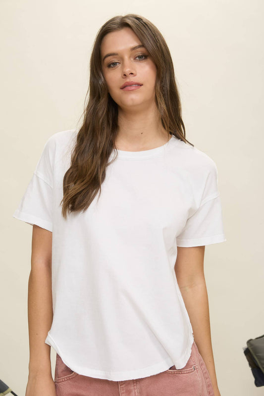 EXPOSED SEAM RAW EDGE SHORT SLEEVE TEE