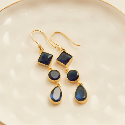 Drop Earrings Tahani 18K Gold Linked Quartz Gemstone