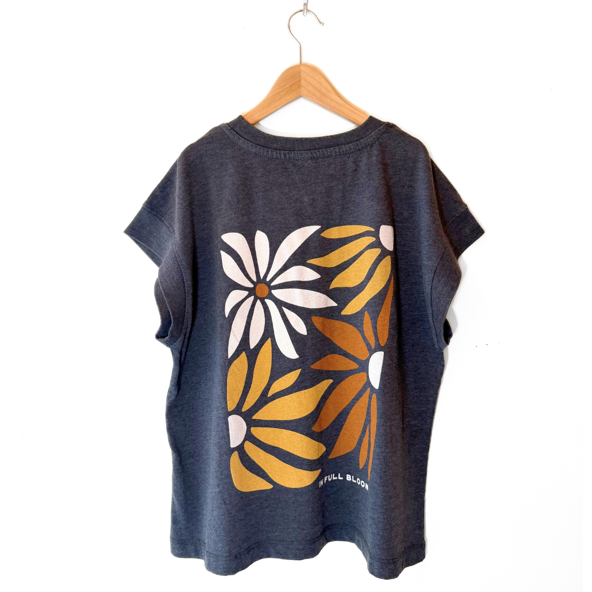 In Full Bloom Ladies Tee - Washed Navy