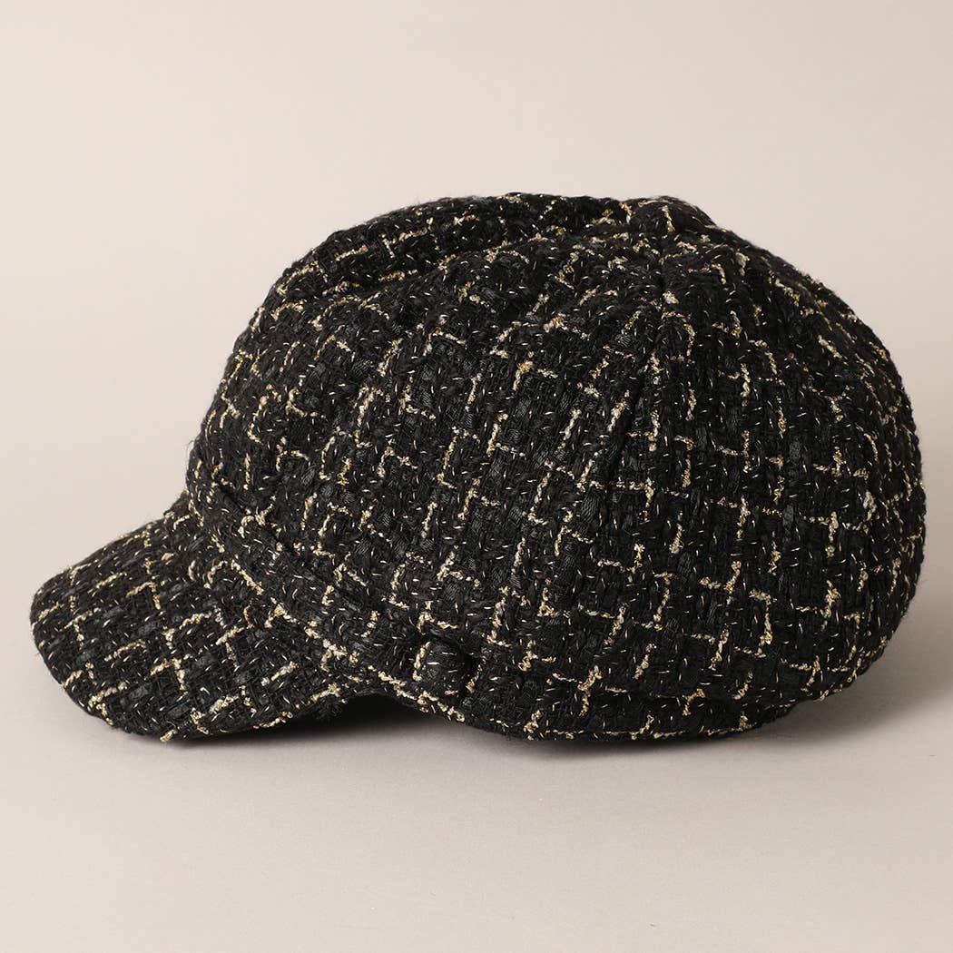 Tweed Plaid Cadet Newsboy Cabbie Cap