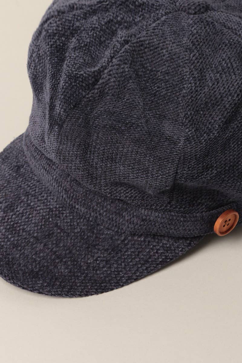 Chenille Cabbie Hat with Elastic Back