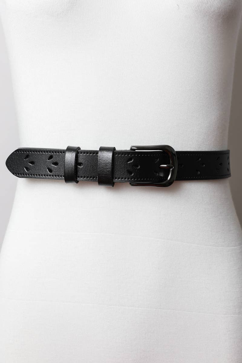 Leather Belt with Petal Design