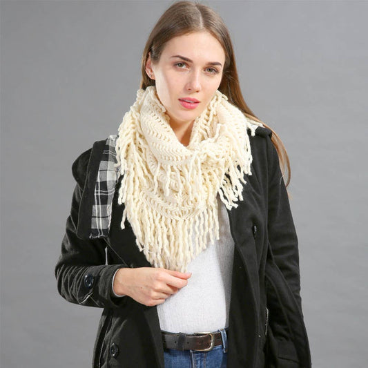 Knit Tassel Infinity Loop Scarf