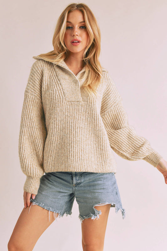 Split Neck Wide Collar Sweater