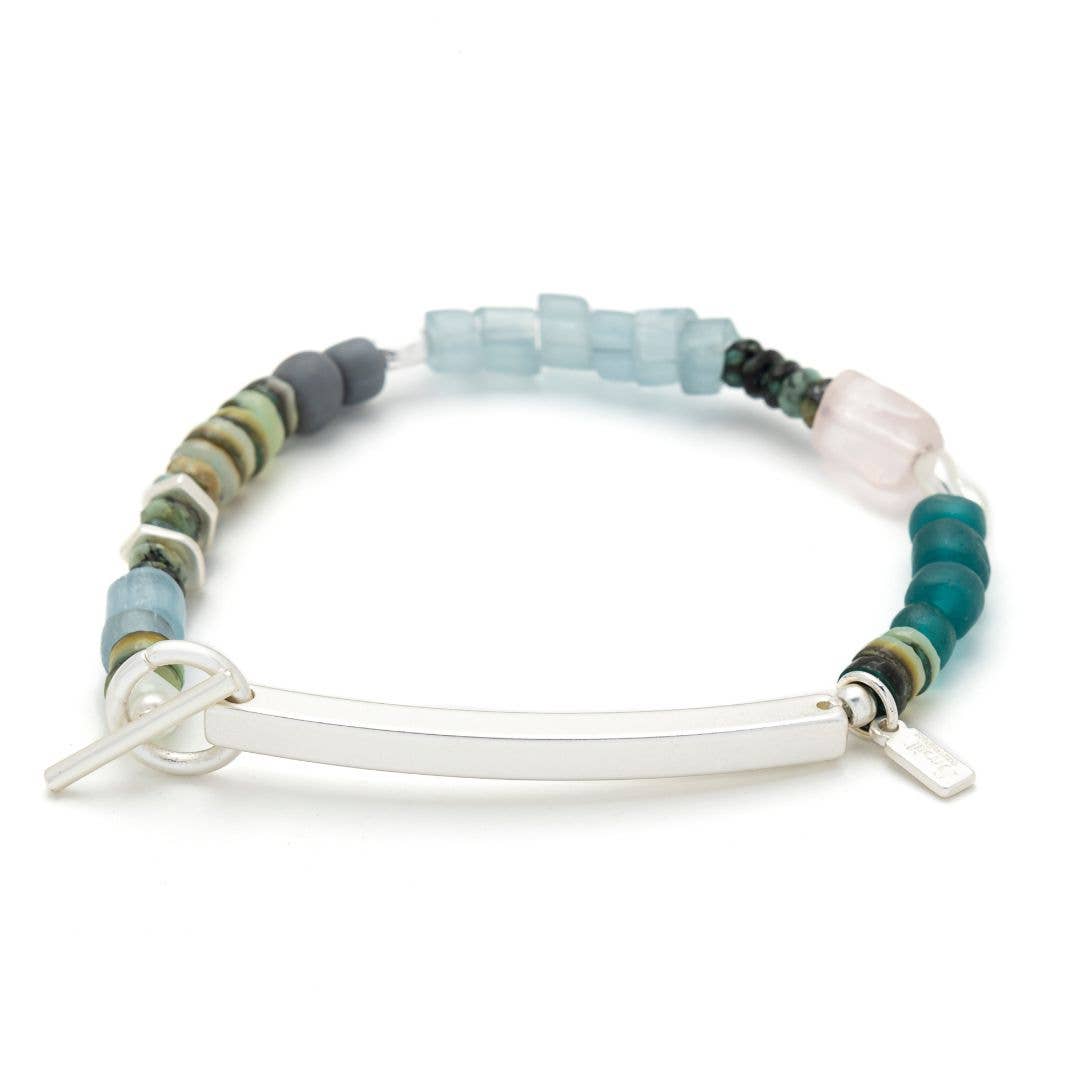 Hidden Message Bracelet - Boss B♥tch/Rose Quartz/Silver
