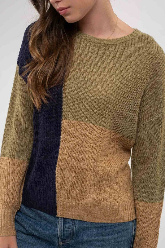 COLORBLOCK KNIT PULLOVER SWEATER