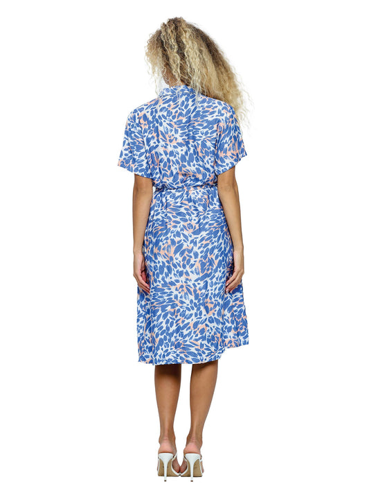 Dress Floral Boho Button Up Belted Dress