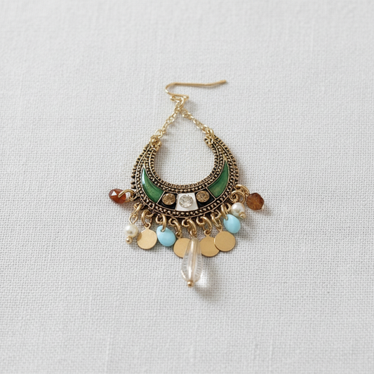 Bohemian Resin Moon Teardrop Tassel Earrings