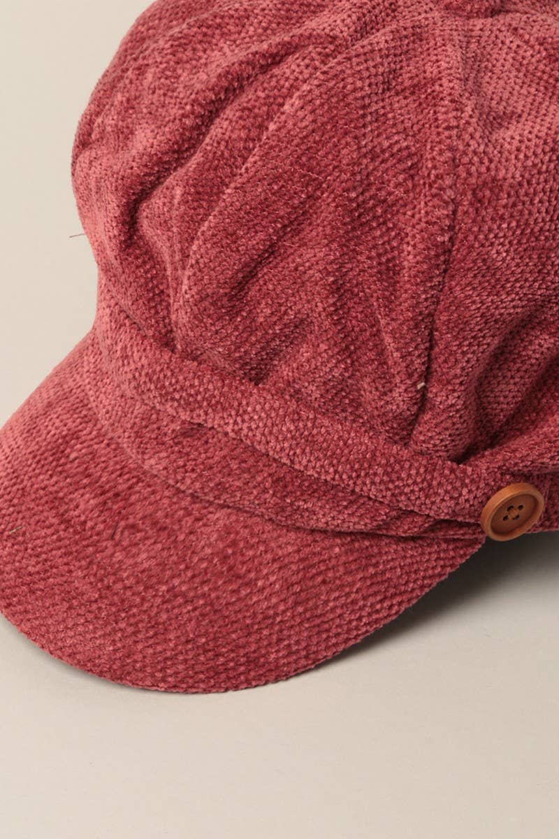 Chenille Cabbie Hat with Elastic Back