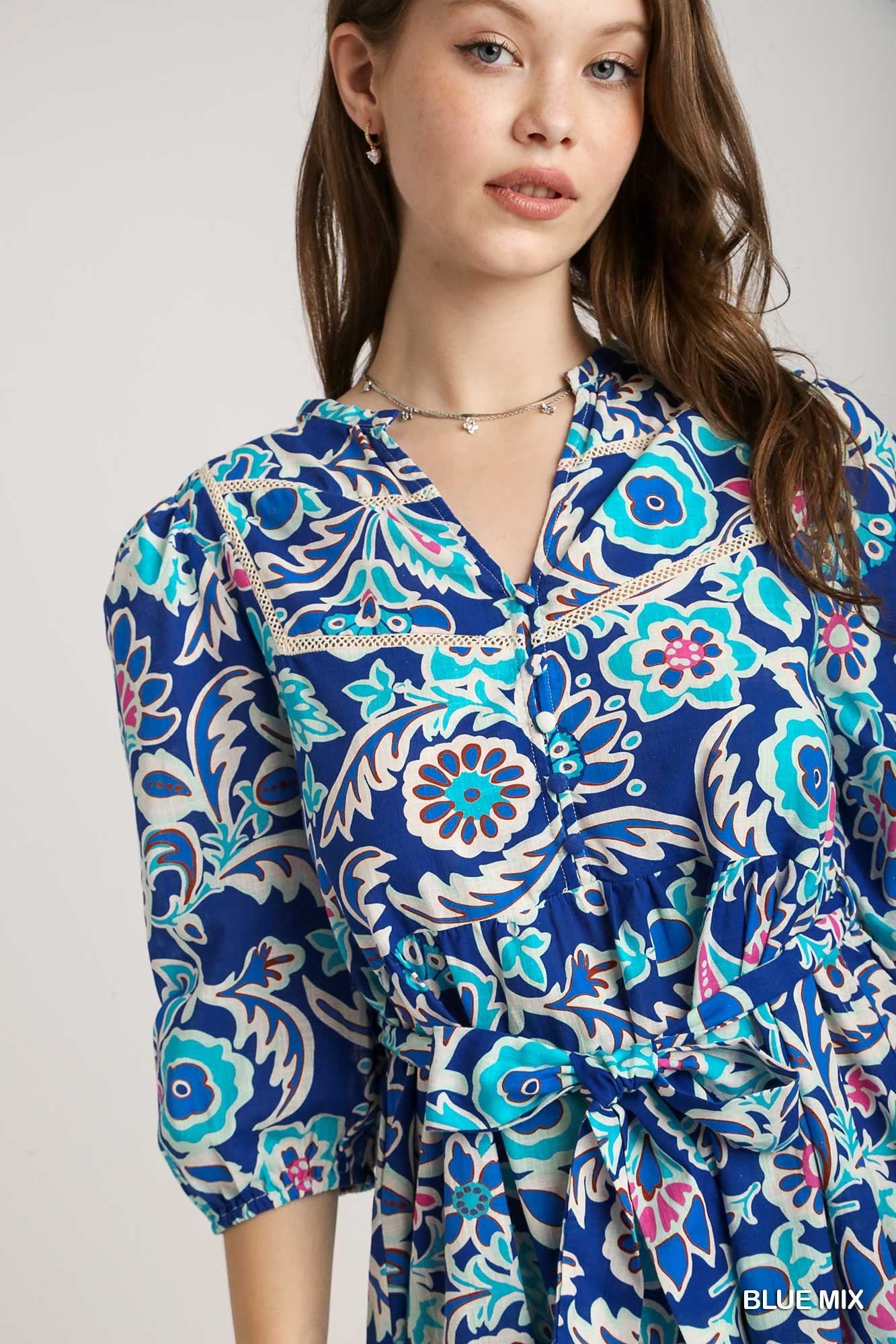 Mixed Print A-Line Mini Dress