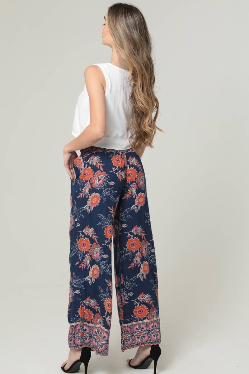 PRINTED WIDE LEG PANTS