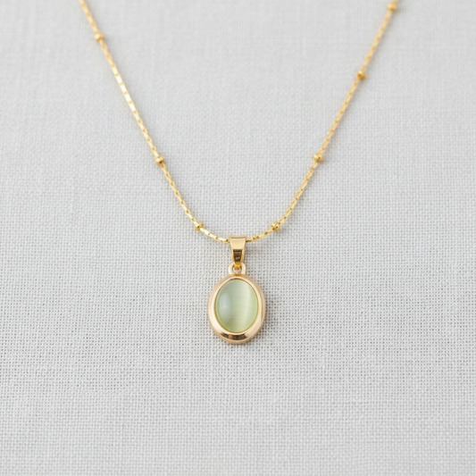 Oval Pendant Stainless Steel Necklace