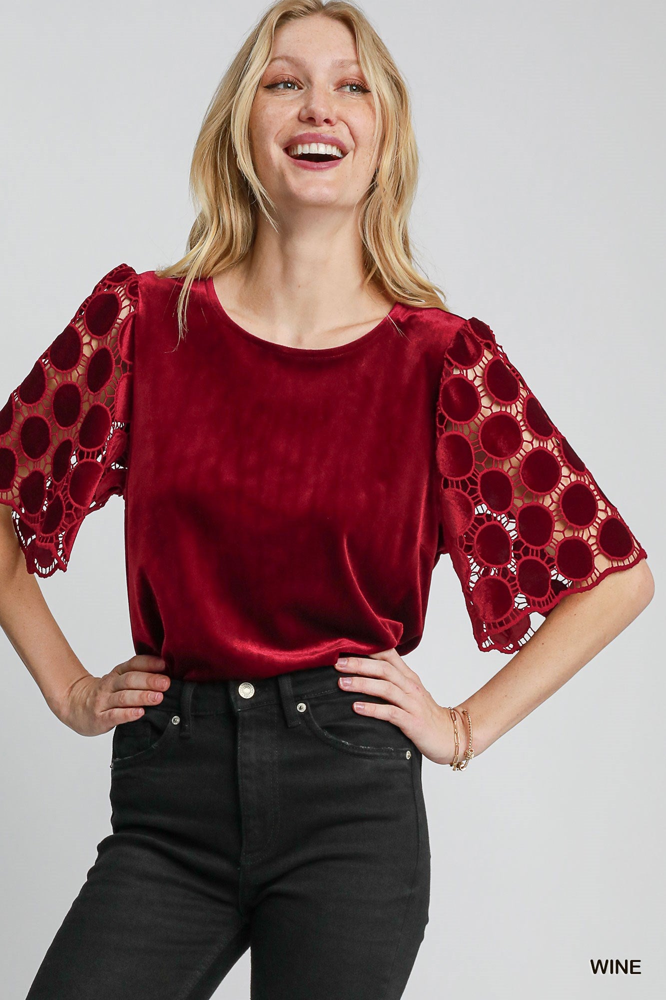 Velvet Flutter Sleeve Top