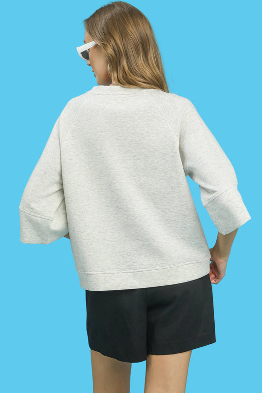 Lux Knit 3/4 Sleeved Drop Shoulder Top