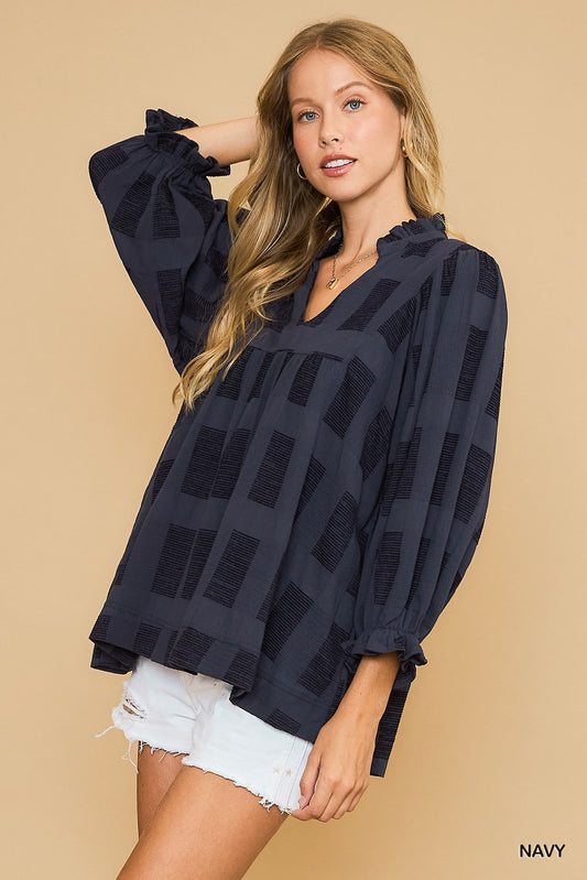 Burnout Check Pattern Blouse