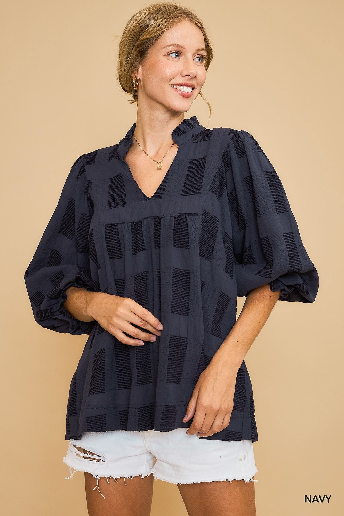 Burnout Check Pattern Blouse