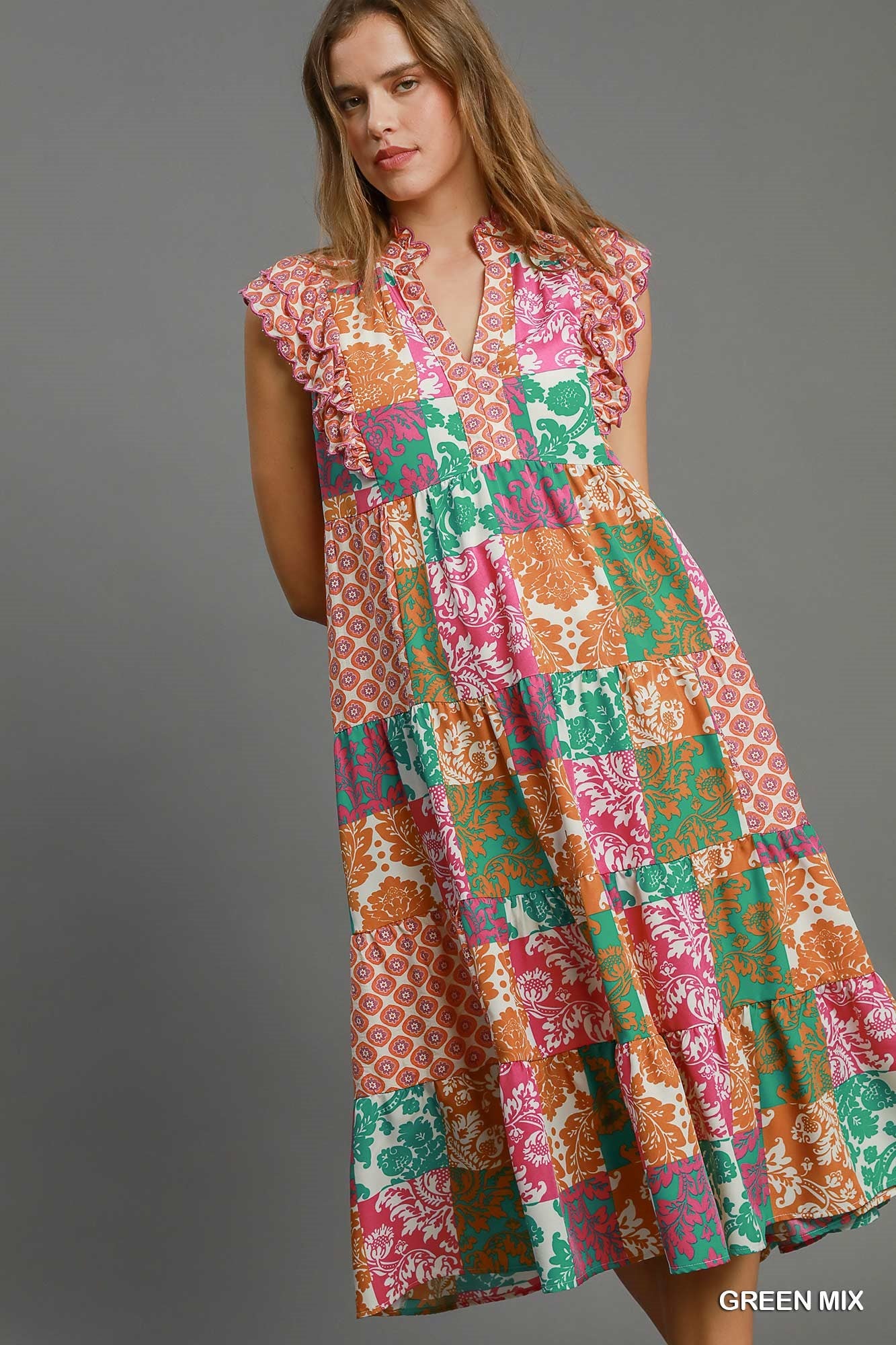 Scarf Print Midi Dress