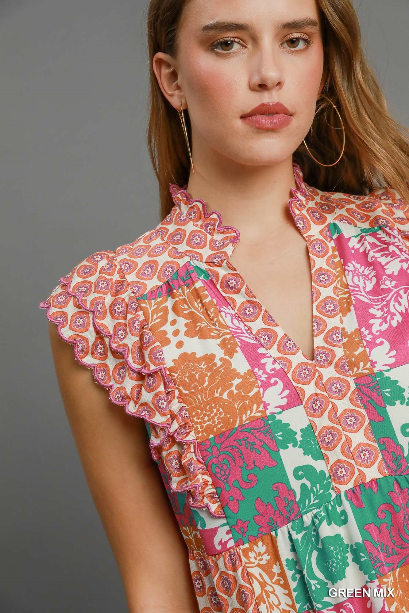 Scarf Print Midi Dress