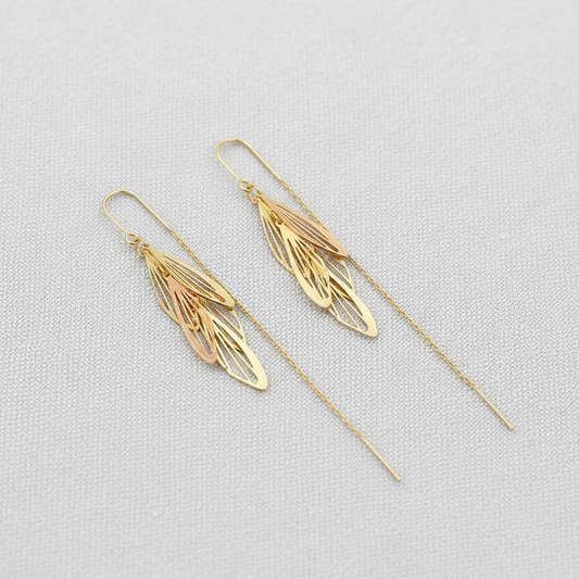 Leaf-Inspired Long Tassel Earrings