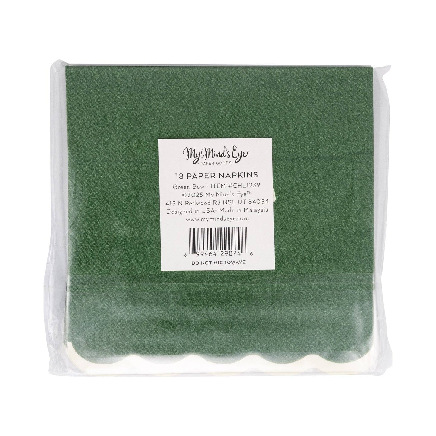 Gold/Green Bow Cocktail Napkin