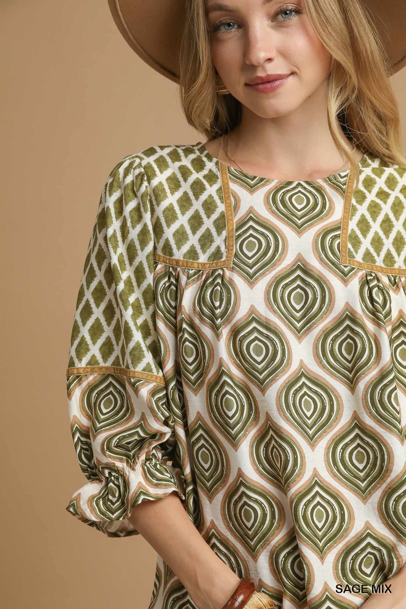 Geometric Print Blouse