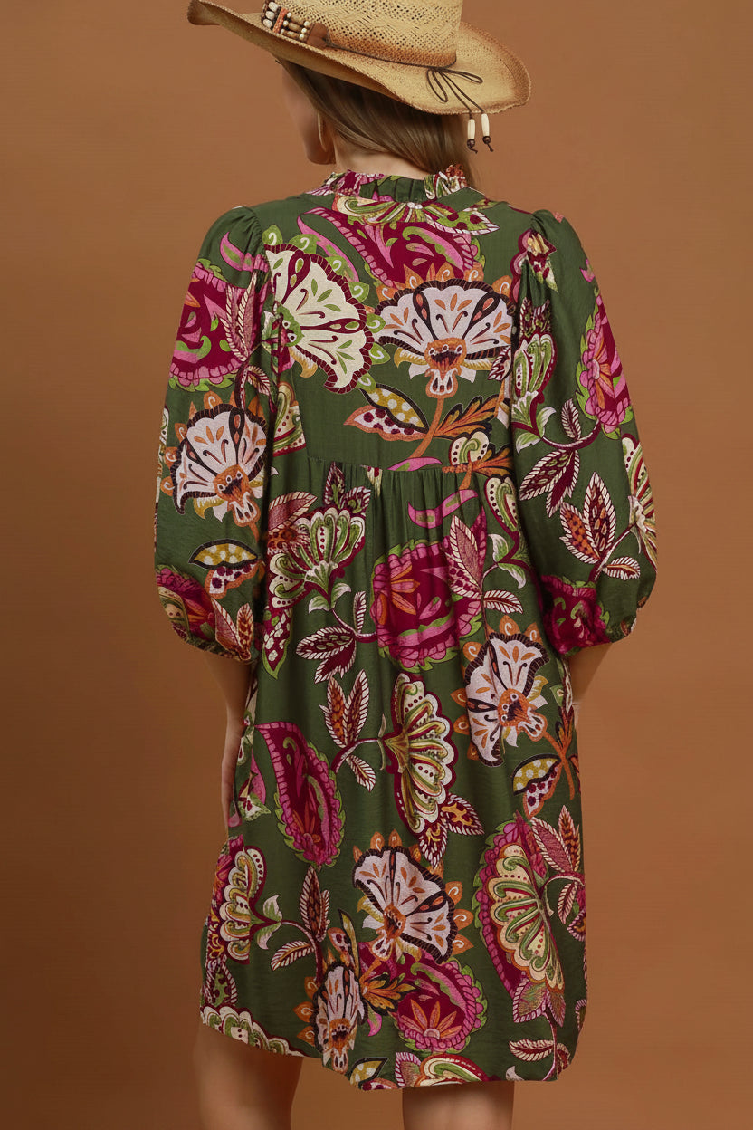 Abstract Print Babydoll Dress