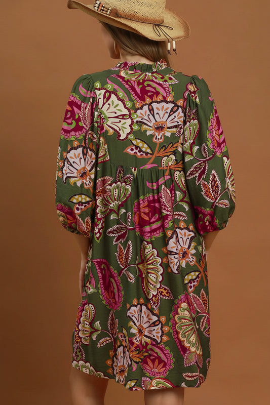 Abstract Print Babydoll Dress