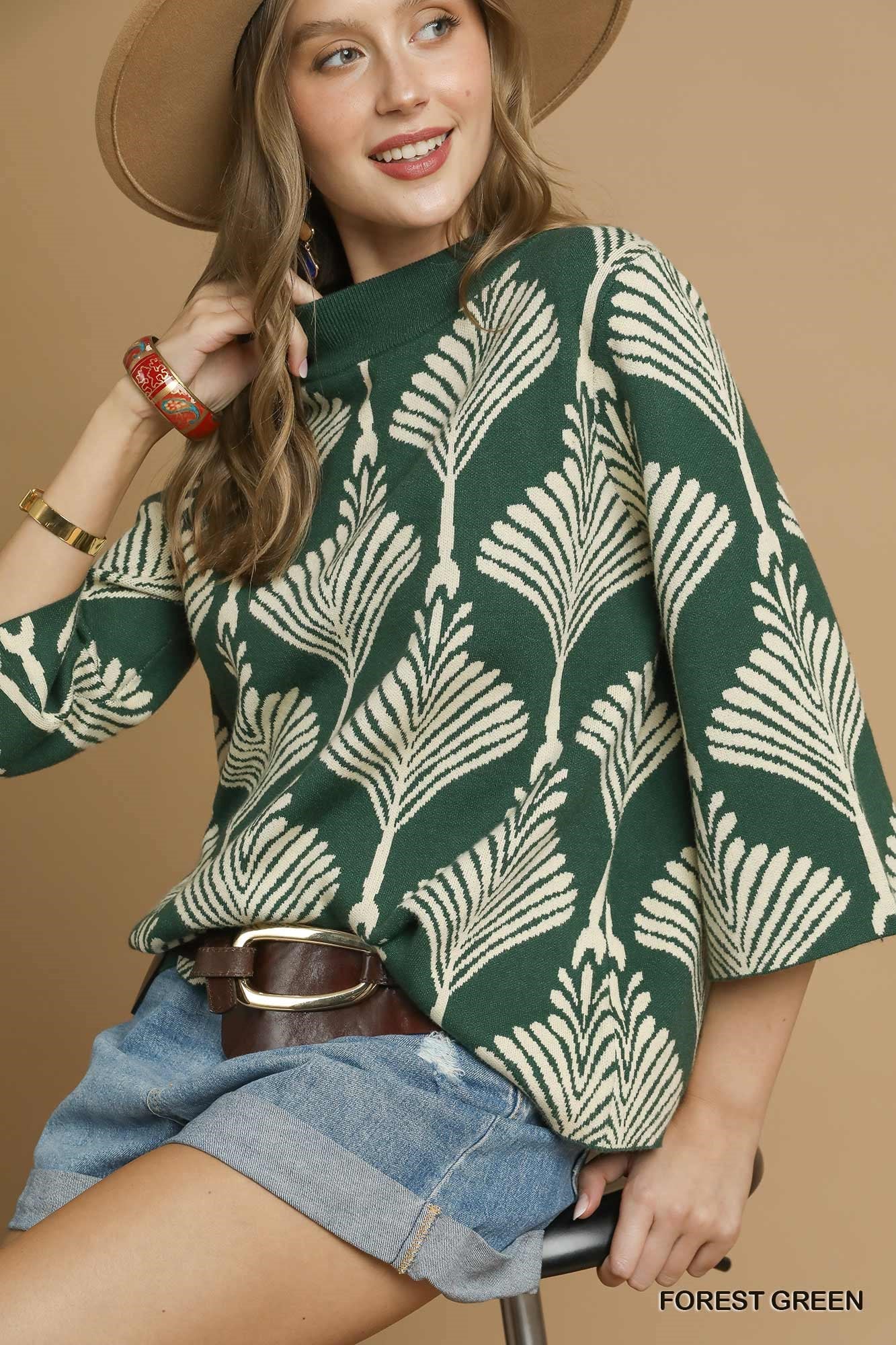 Abstract Print Pullover Sweater