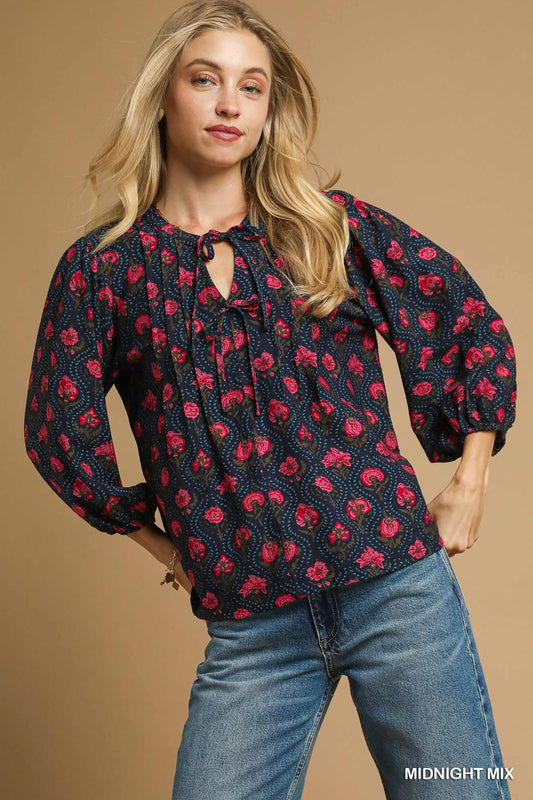 Mixed Floral Print Blouse