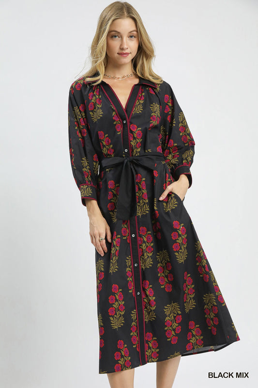 Balloon Sleeve Maxi Dress
