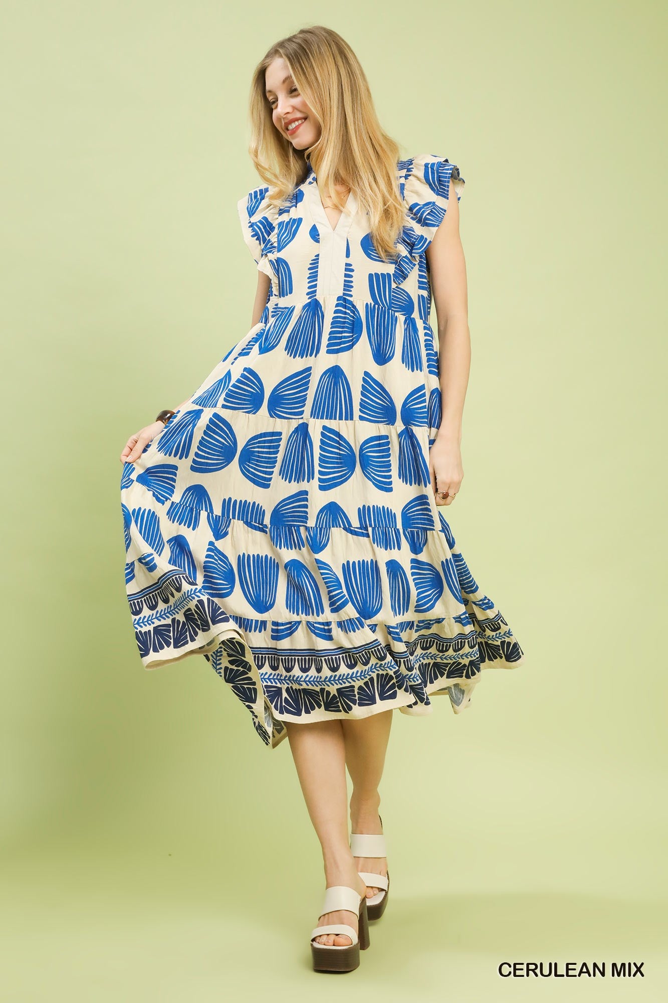 Abstract Print Midi Dress