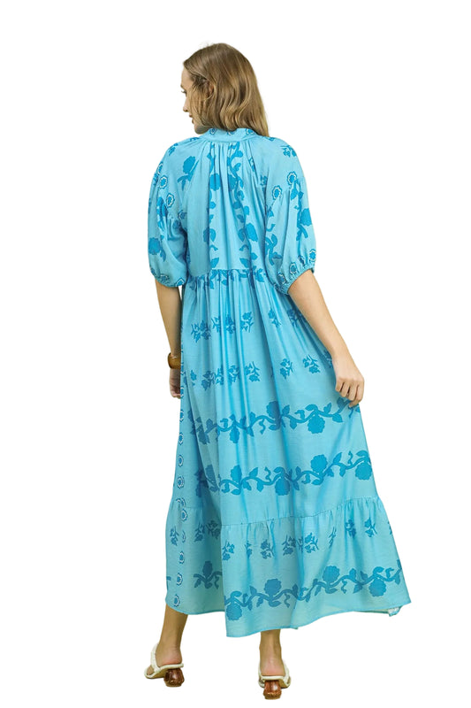 Vine Stippling Print Maxi Dress