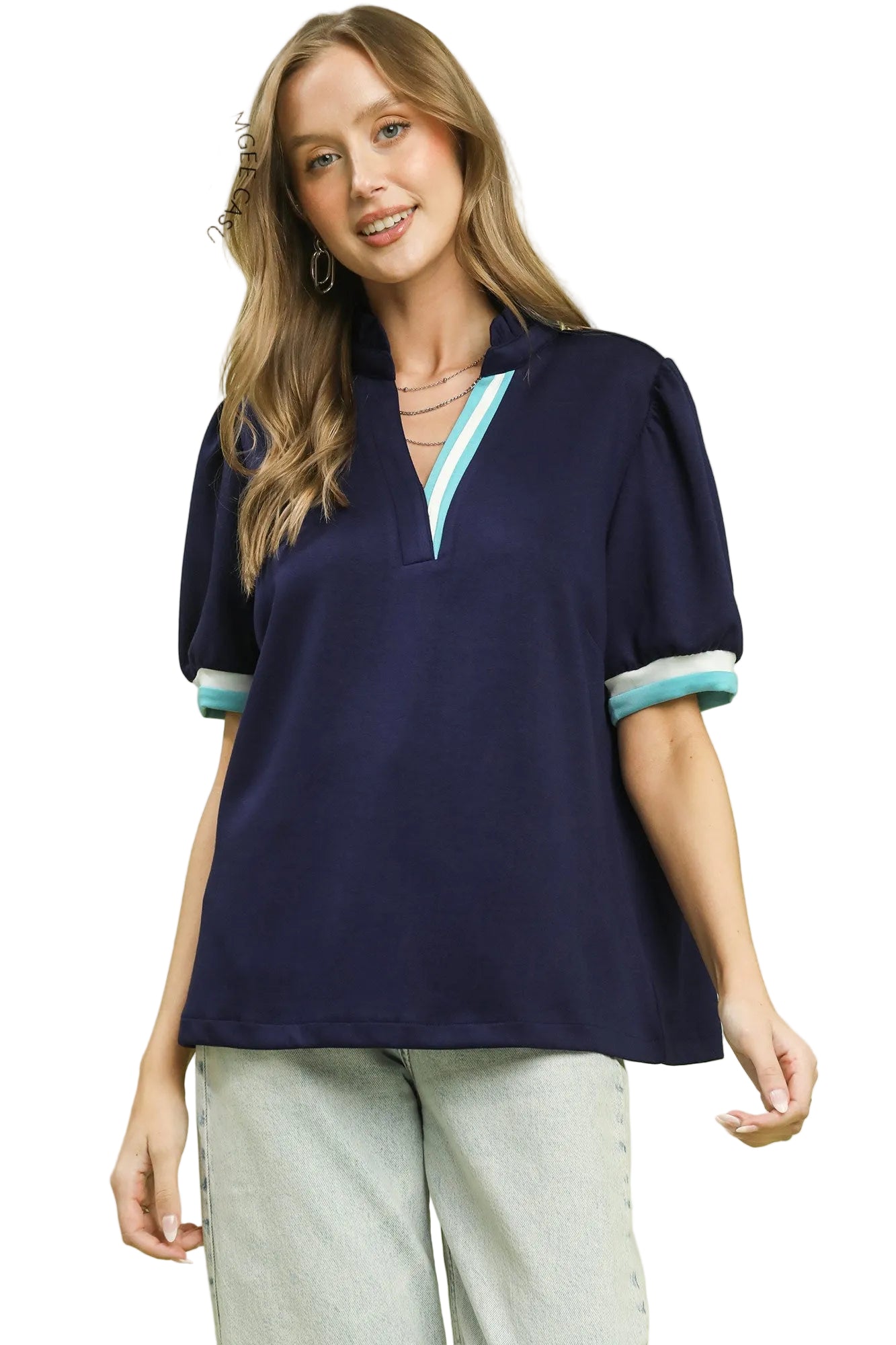 Lux Knit Contrast Trim Top