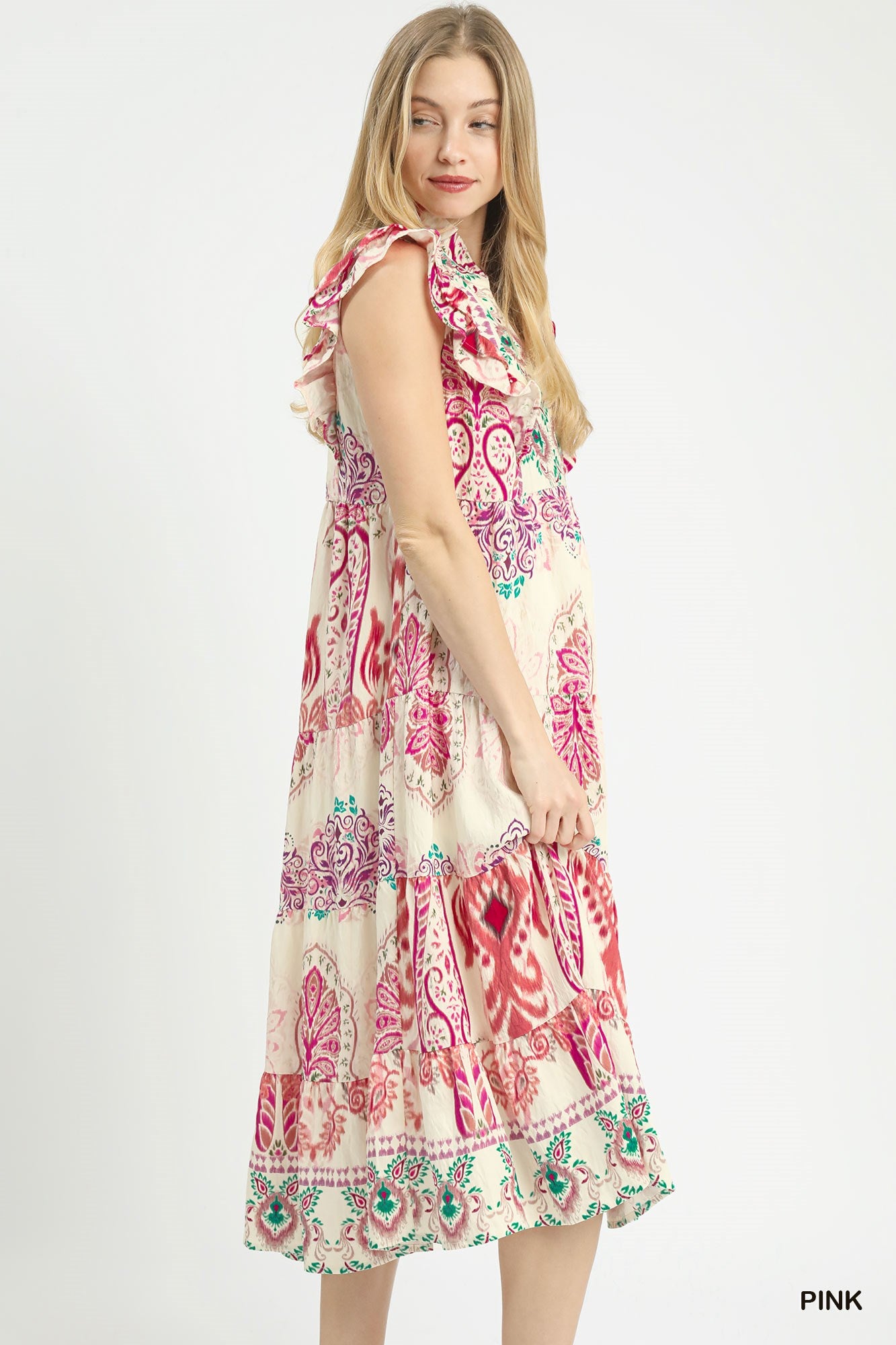 Boho Border Print Midi Dress