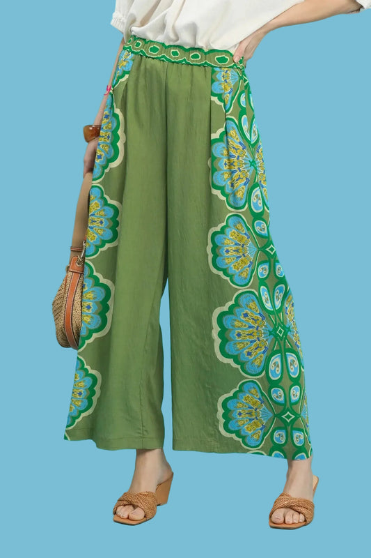 Printed Wide Leg Palazzo Pant