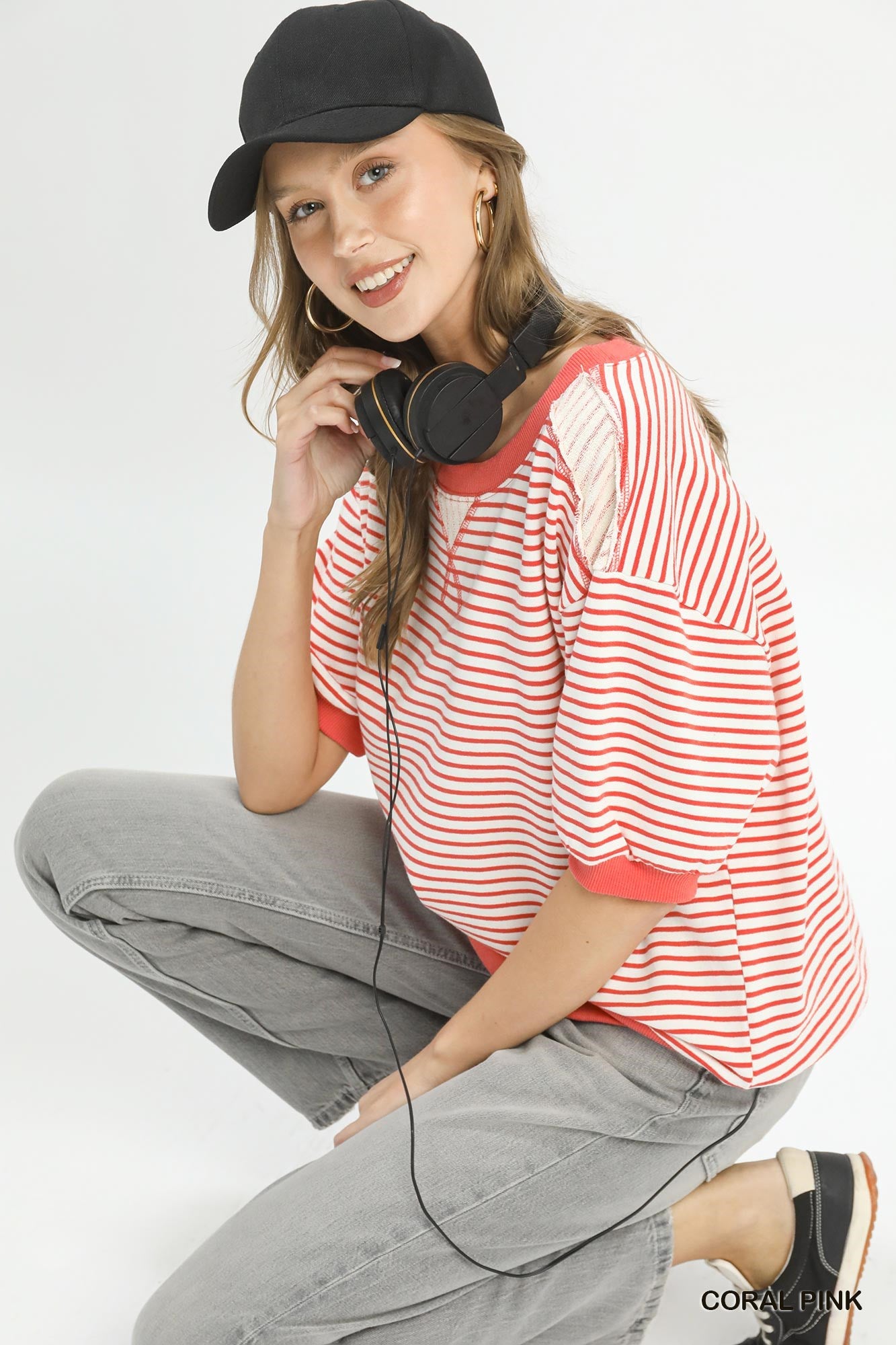 Striped Knit Short Sleeve Top