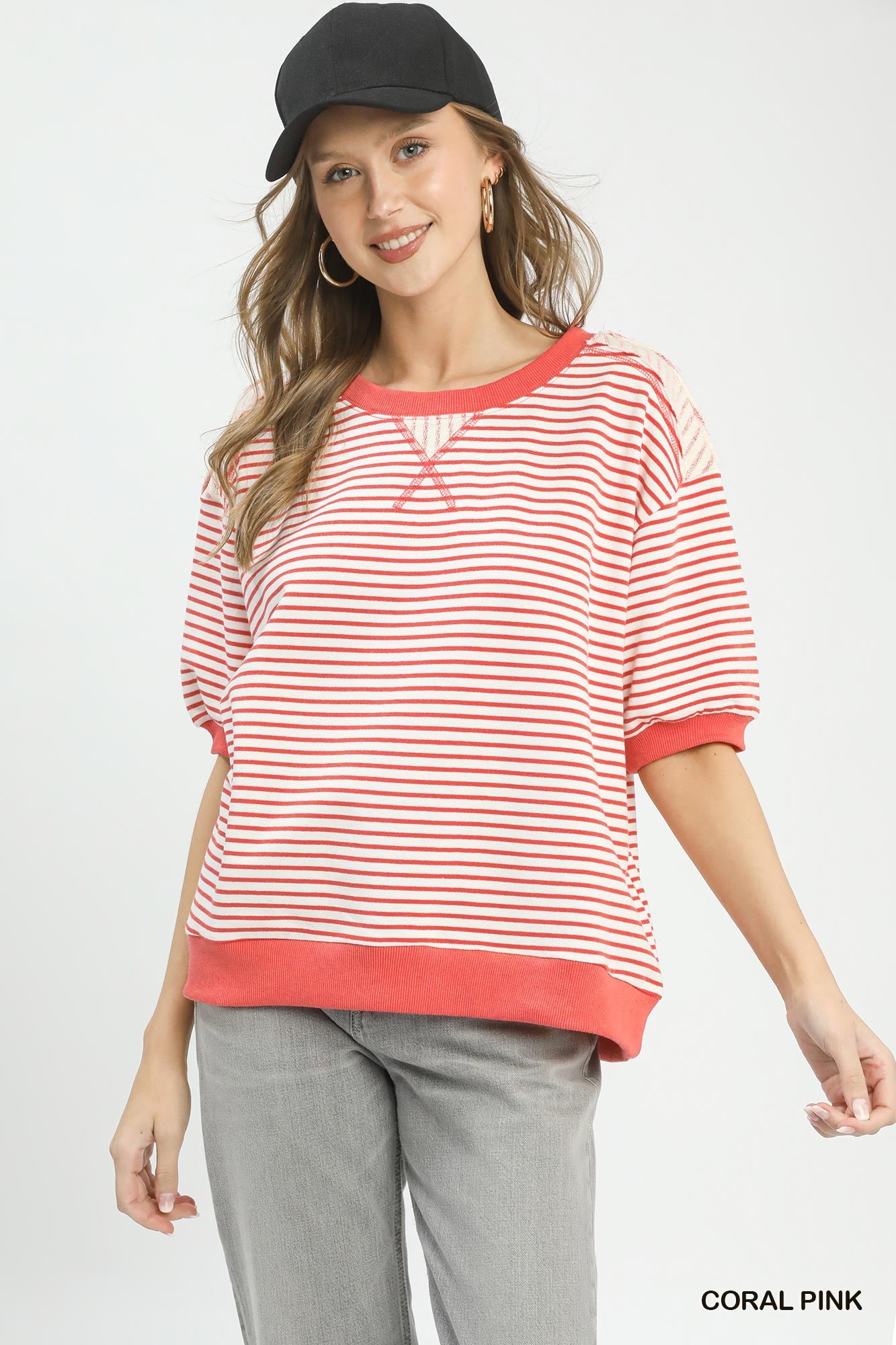 Striped Knit Short Sleeve Top