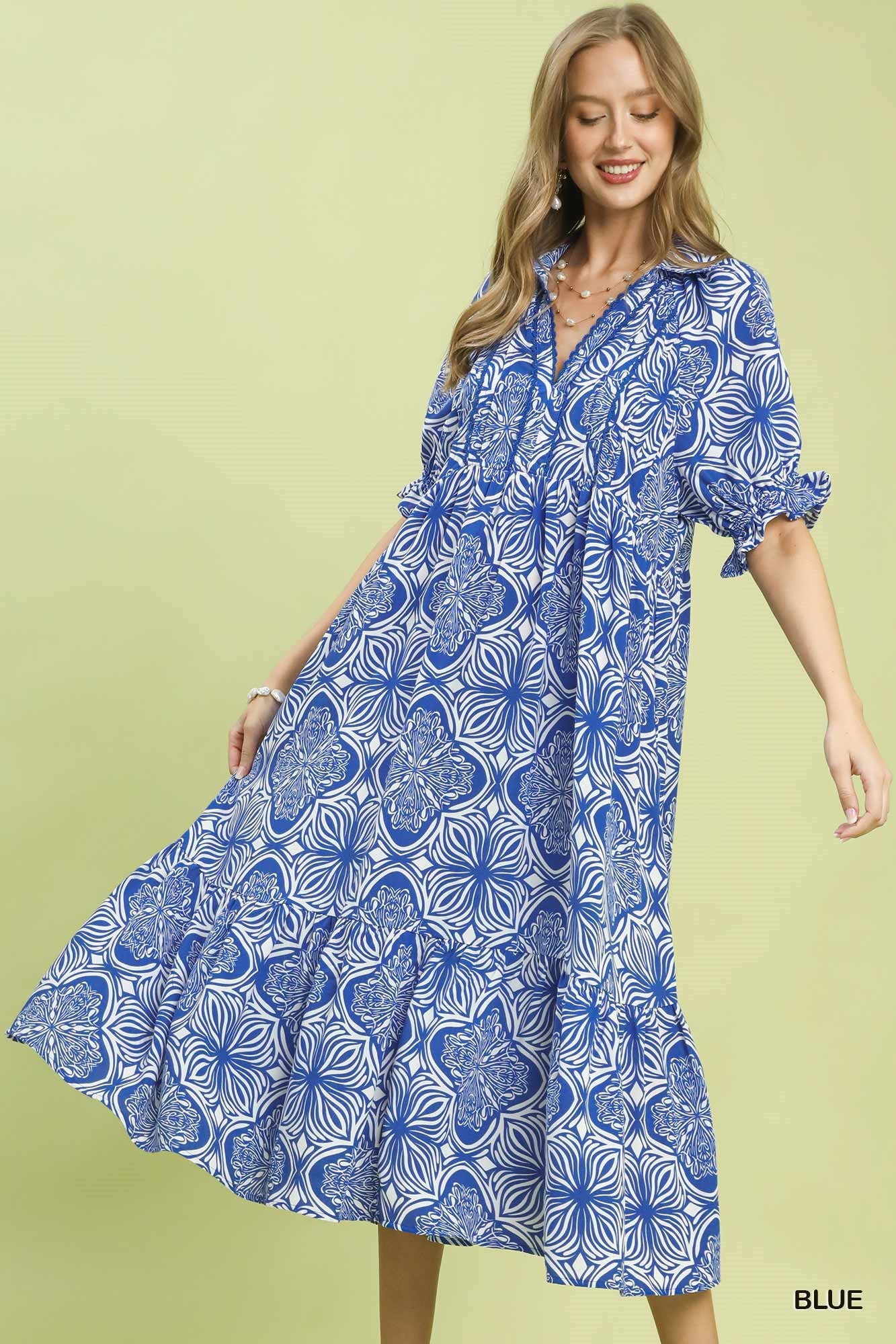 Abstract Print Midi Dress