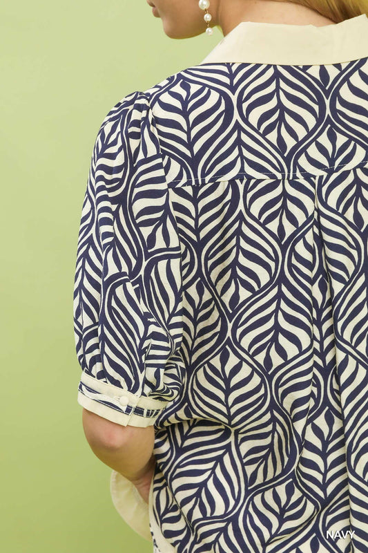 Geometric Leafprint Top
