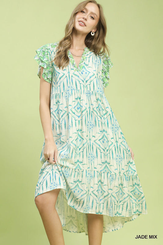 Geo Print Midi Dress