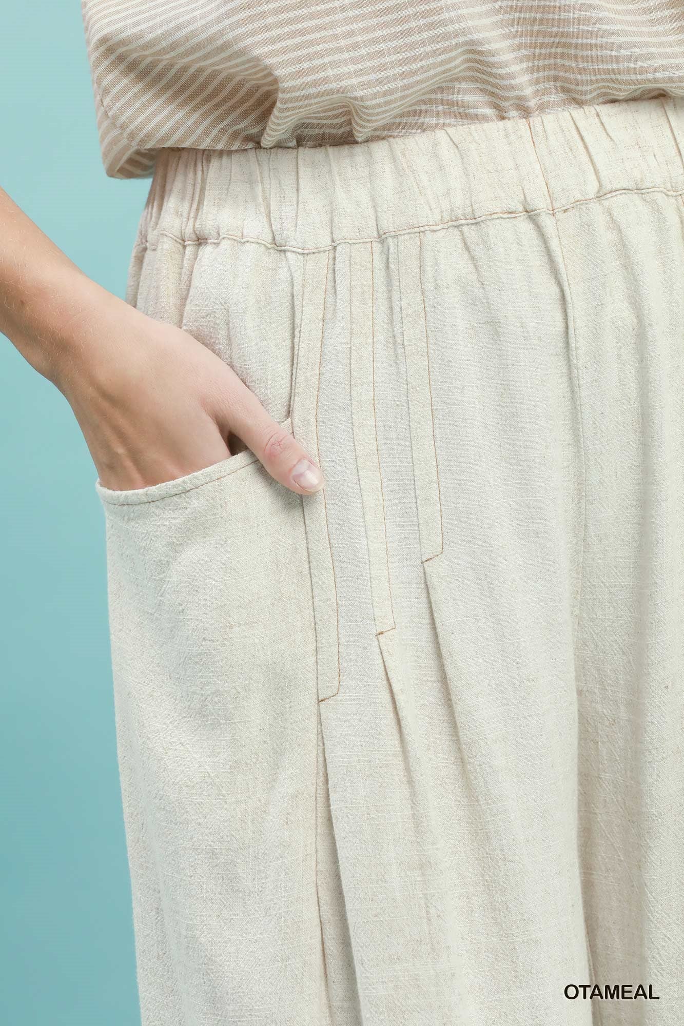 Linen Blend Wide Leg Pant