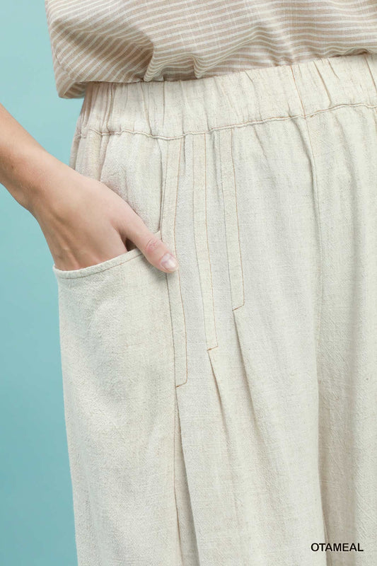 Linen Blend Wide Leg Pant
